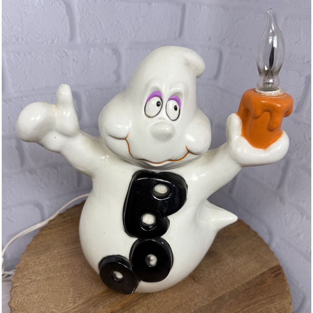 Vintage Halloween Table Top Electric Plug In Light Up BOO Plastic Ghost